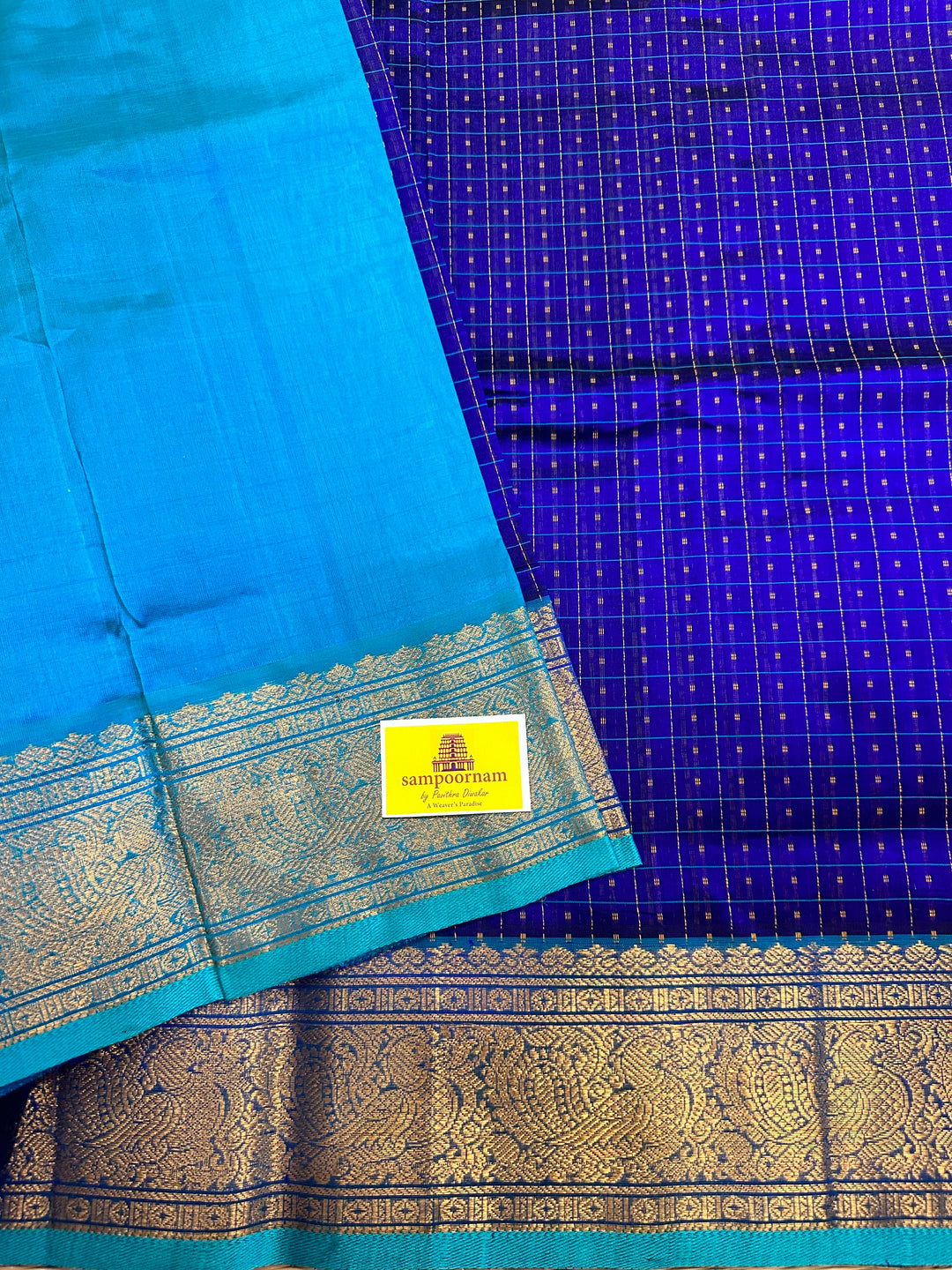 Blue with Blue Lakshadeepam Silk Cotton Saree