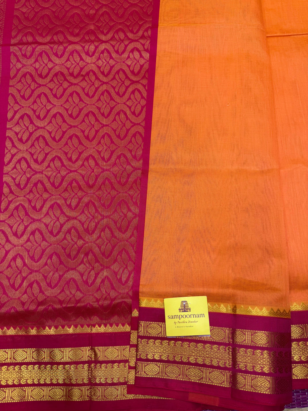 Kanakambaram with Pink , Traditional borders and Rich Pallu, Korvai Silk Cotton Saree