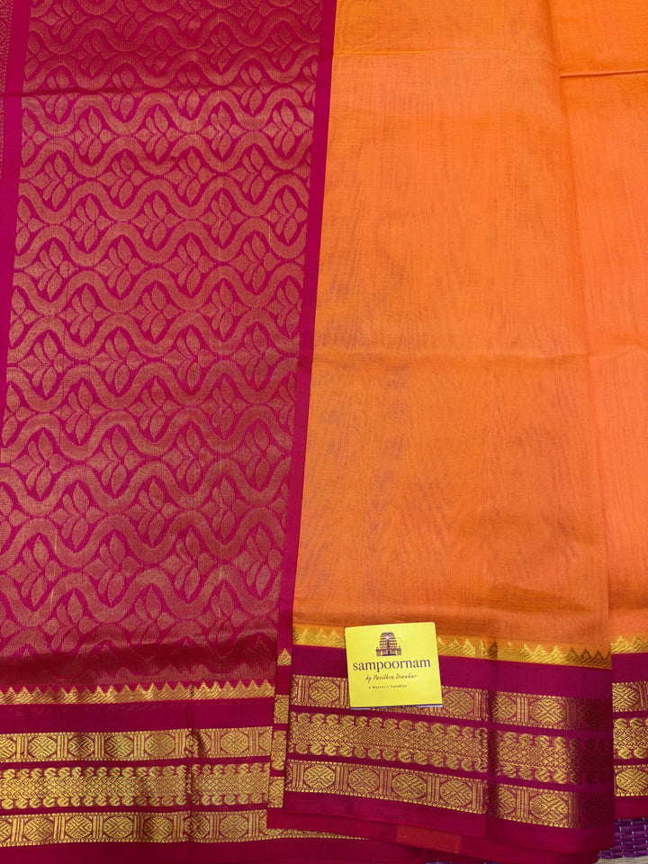 Kanakambaram with Pink , Traditional borders and Rich Pallu, Korvai Silk Cotton Saree