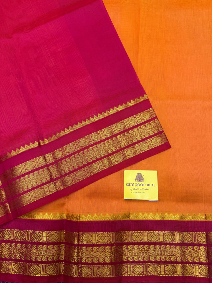 Kanakambaram with Pink , Traditional borders and Rich Pallu, Korvai Silk Cotton Saree