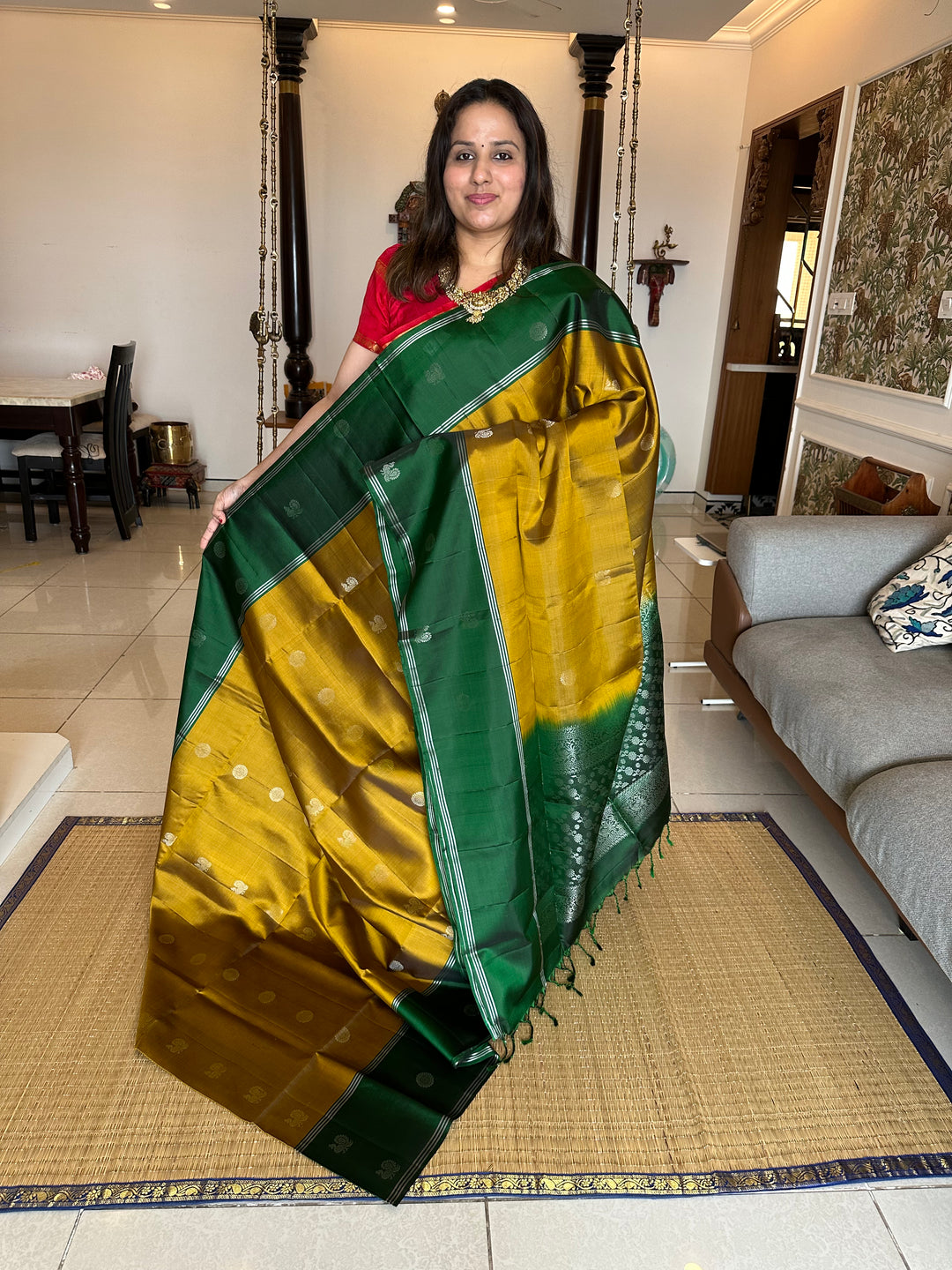 Fenugreek Vendhayam With Green , Annam Rudraksh Silver Zari Butta in Body Rich Pallu Pure Soft Silk Saree