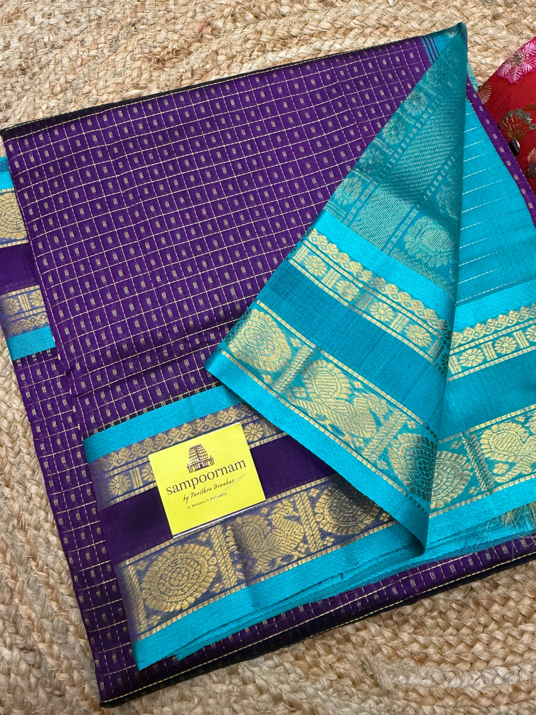 Vadamalli with Turquoise Blue , Zari  butta in the body , rettapet  border and rich Pallu Lakshadeepam Silk Cotton Saree
