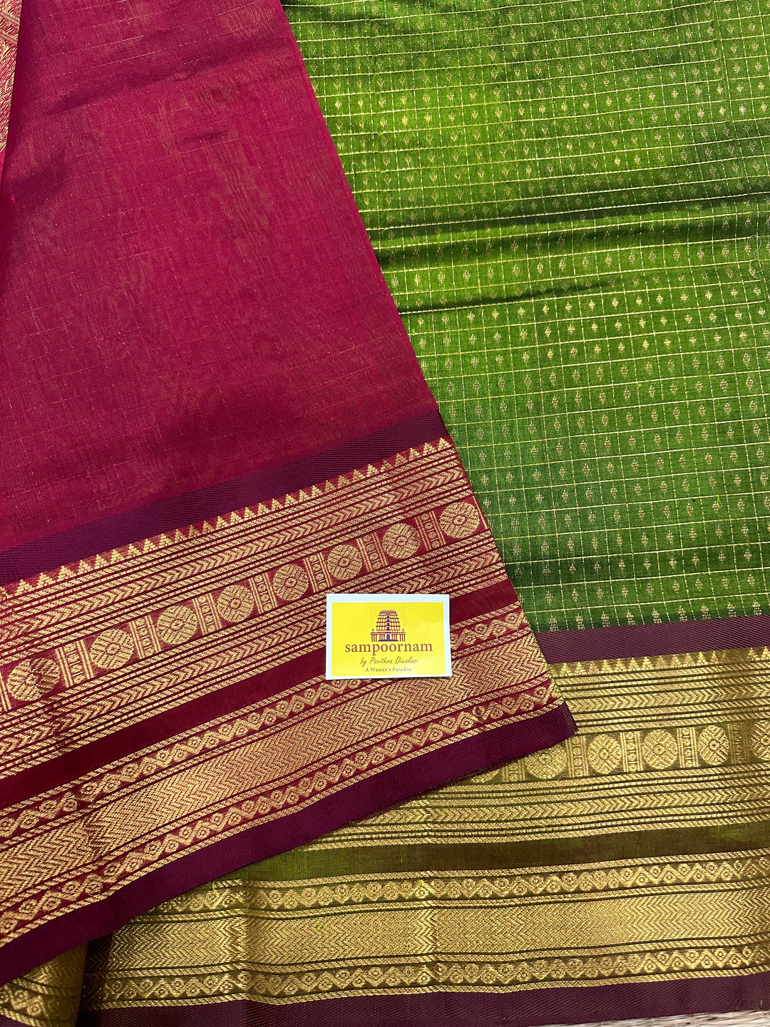 Mehandi Green with Araku Zari Lakshadeepam Silk Cotton Saree