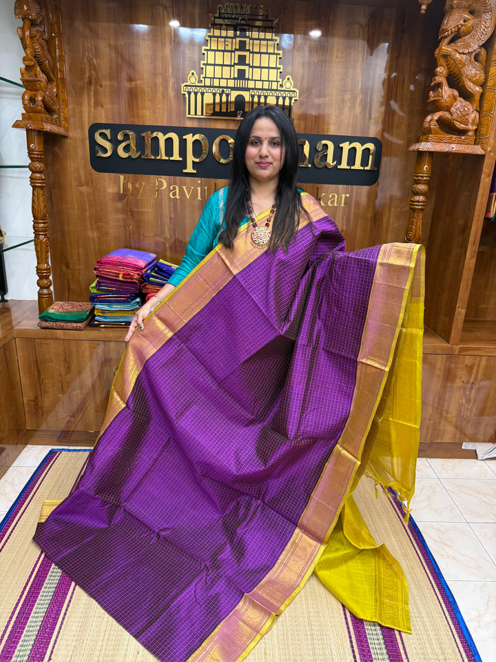 Vadamalli with Lemon Yellow , thread butta in the body , Traditional border and rich Pallu Lakshadeepam Silk Cotton Saree