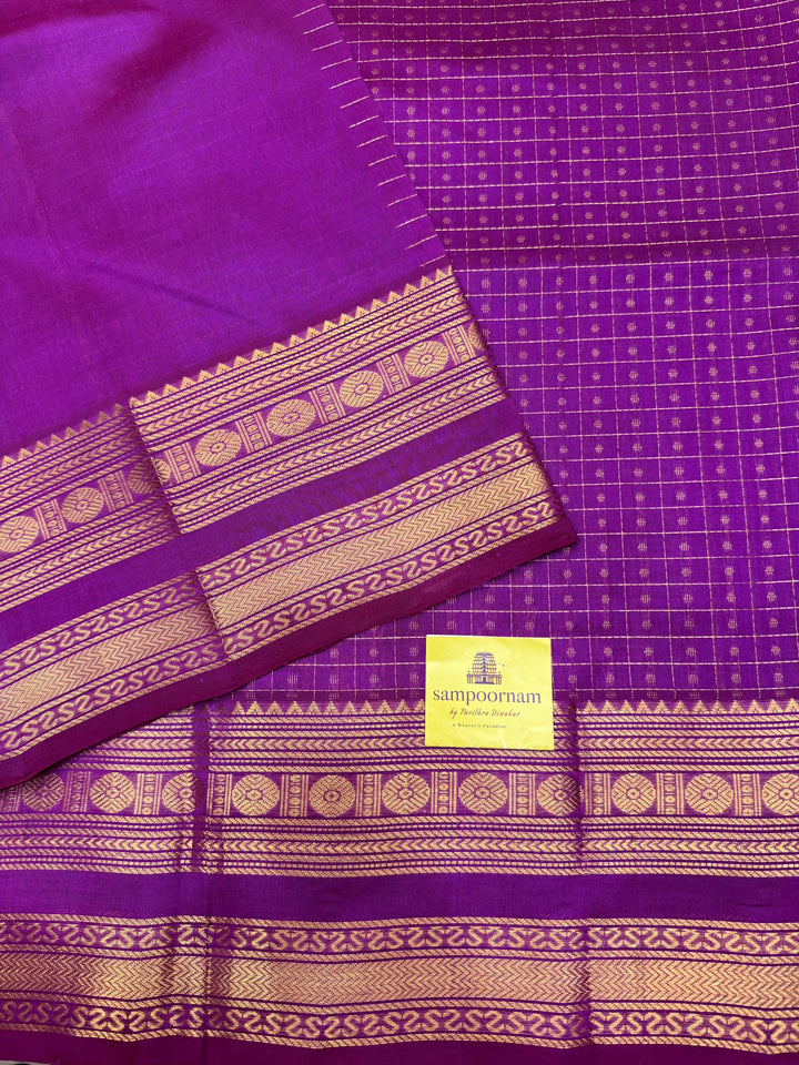 Magenta , Zari  butta in the body , Traditional border and rich Pallu Lakshadeepam Silk Cotton Saree