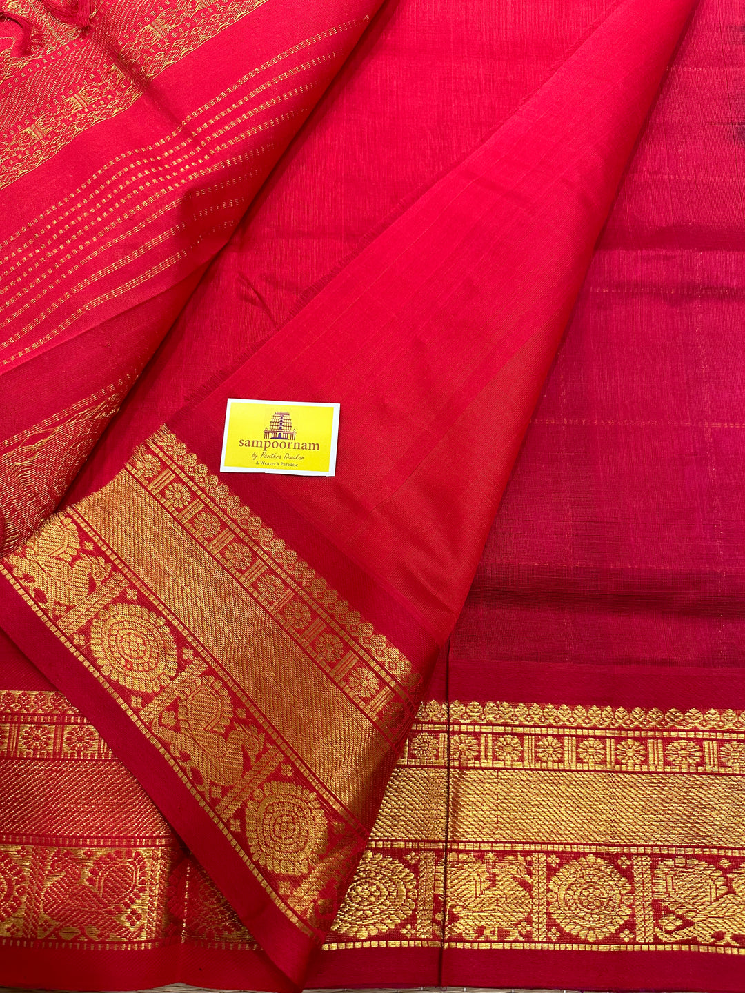 Purple with Red Mayil Chakram Silk Cotton Saree