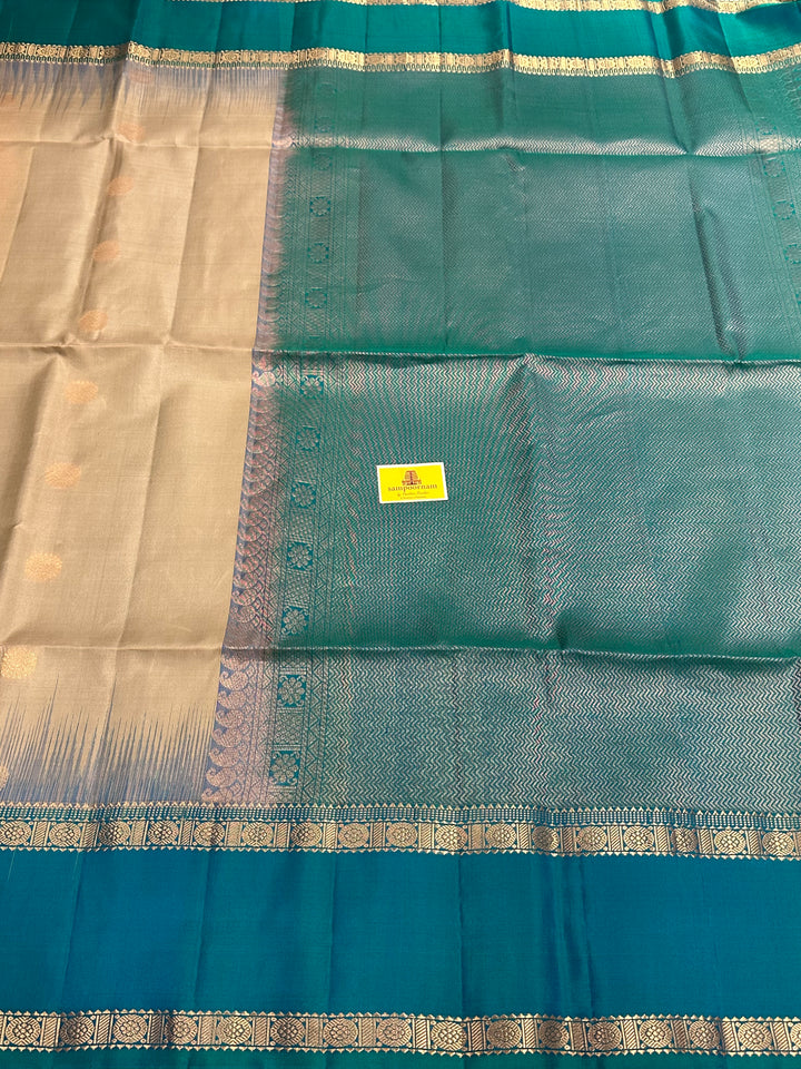 Ven Pattu with Blue Rettapet Border , Zari Motif in the Body and Rich Pallu Pure Soft Silk Saree