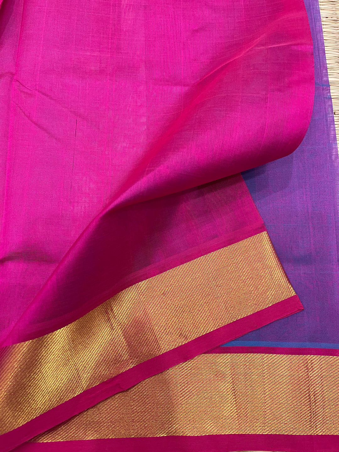 Purple with Pink Silk Cotton Saree