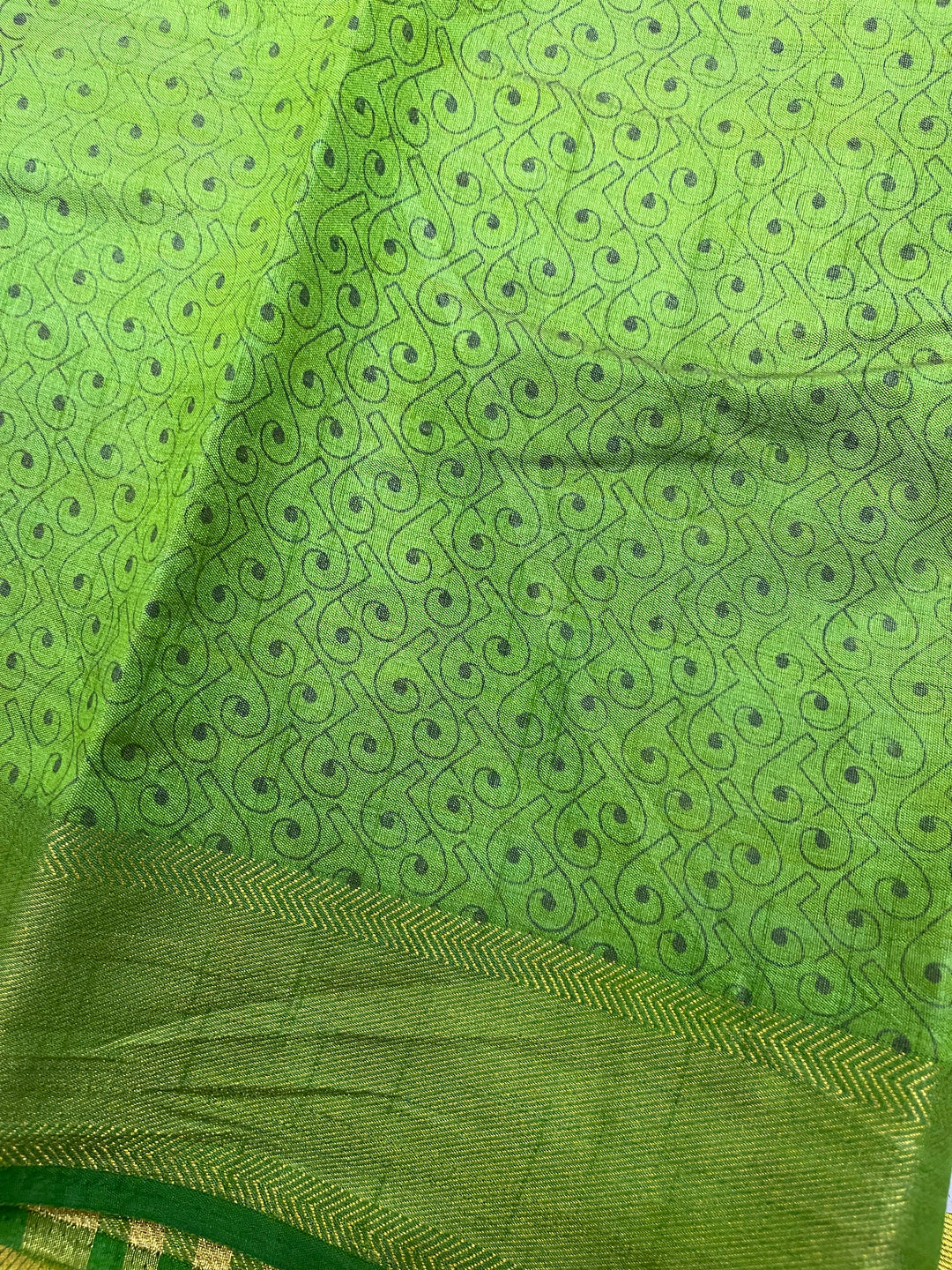 Green Bandini Printed Semi Tussar Saree