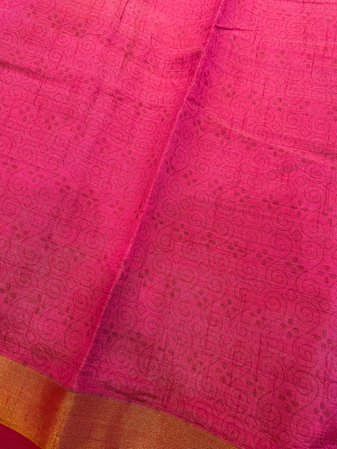Pink Floral Printed Semi Tussar Saree