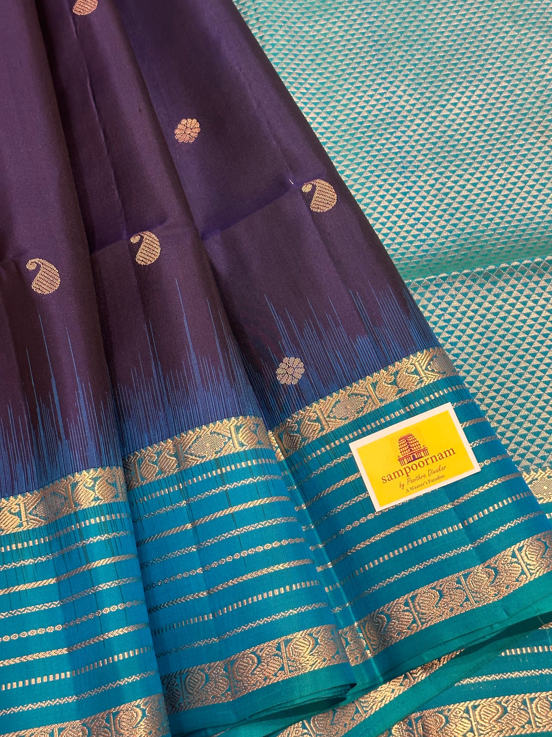 Dark Blue with Light Blue, Zari Butta in the Body, Border Zari Lines and Rich Pallu , Pure Soft Silk Saree