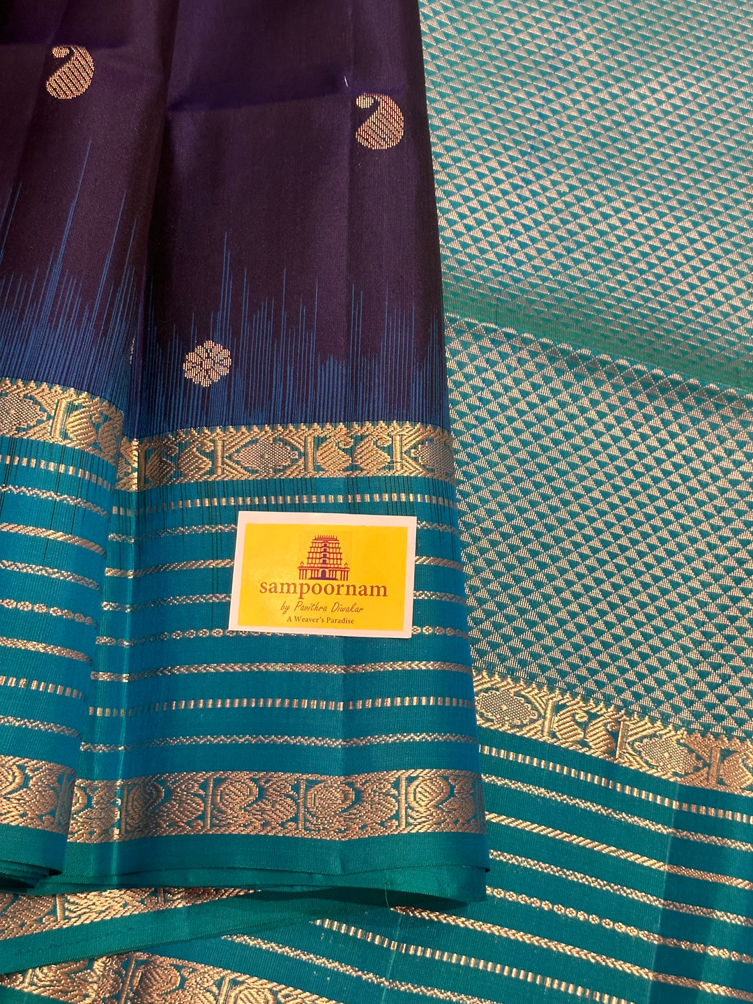 Dark Blue with Light Blue, Zari Butta in the Body, Border Zari Lines and Rich Pallu , Pure Soft Silk Saree