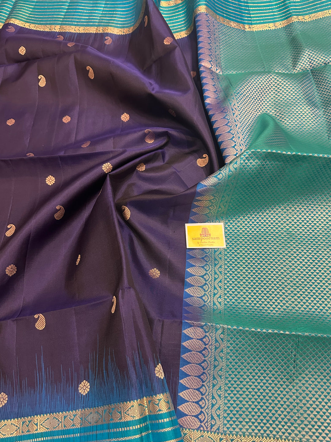 Dark Blue with Light Blue, Zari Butta in the Body, Border Zari Lines and Rich Pallu , Pure Soft Silk Saree