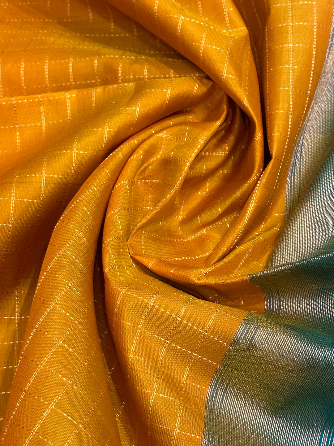 Yellow with Truquoise Blue, Rich Zari Kattam in The Body and Rettapet Border with Rich Pallu Pure Soft Silk Saree