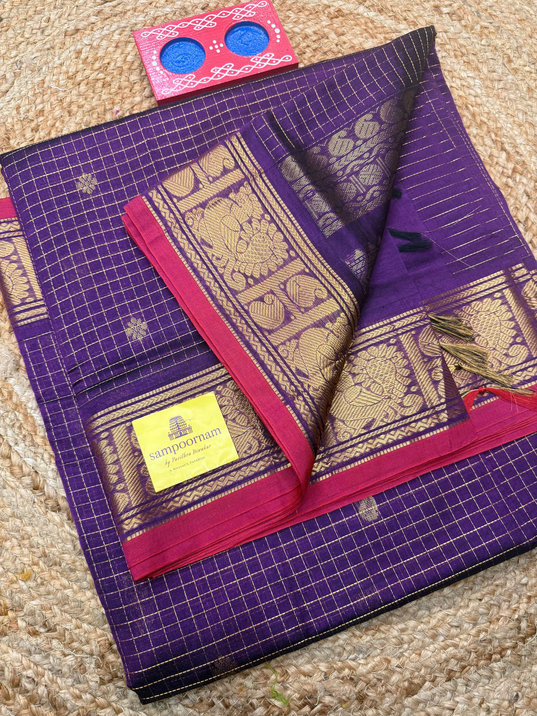 Vadamalli  , Zari Podi Kattam in the body , Traditional Borders and Rich Pallu Semi Silk Cotton Saree