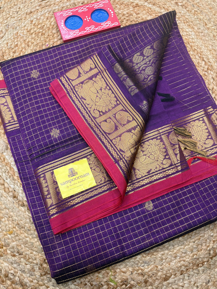 Vadamalli  , Zari Podi Kattam in the body , Traditional Borders and Rich Pallu Semi Silk Cotton Saree