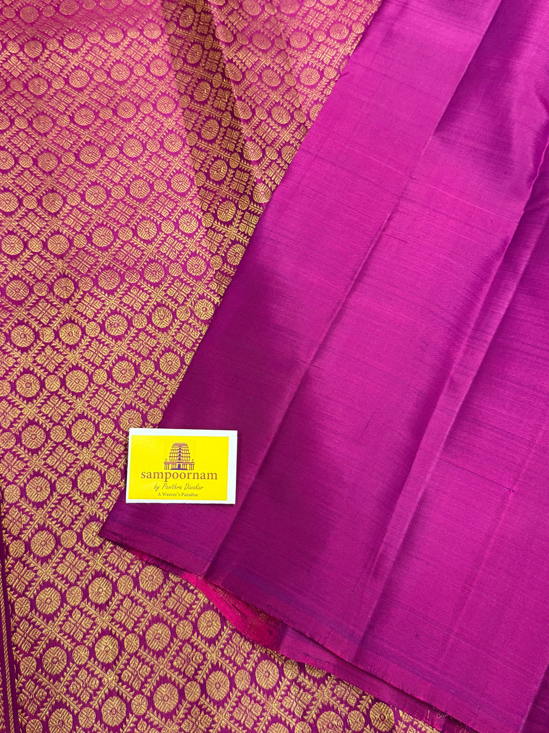 A Vintage with a twist, A Borderless Pallum Pazham Kattam Saree, in Shades Of Blue, Purple, Green, Pink and Orange with Zari Butta in the Body, Rich Traditional Pallu, Pure Kanjivaram Silk Saree