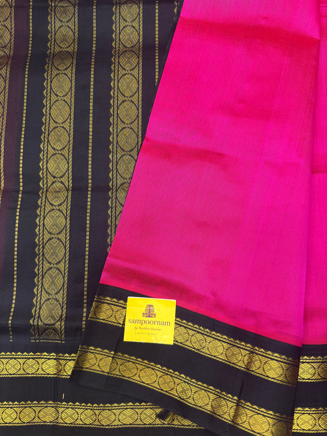Dark Pink with Dark Brown  , Rettapet  borders and Rich Pallu Korvai Silk Cotton Saree
