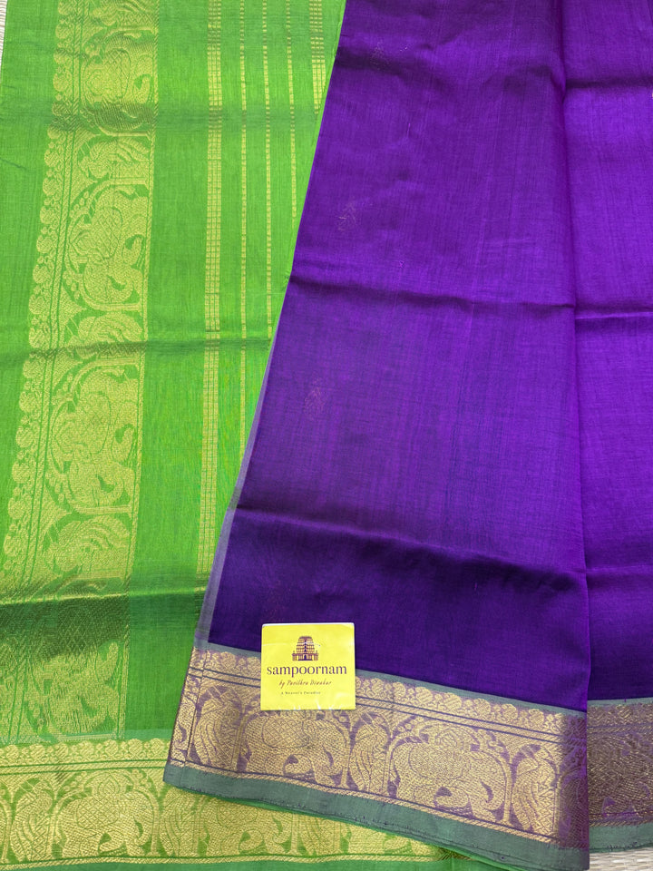 Vadamalli with Green  , rich Thilagam  Zari butta in the body , Traditional Big Borders and rich Pallu  Silk Cotton Saree