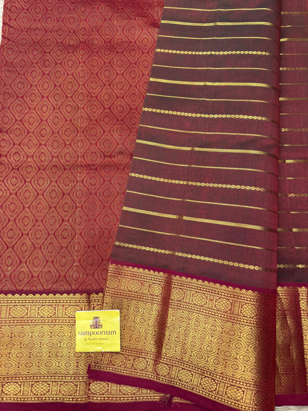 Double Shaded Manthulir  , Traditional borders with Veldhari  lines in the body and rich Pallu Silk Cotton Saree