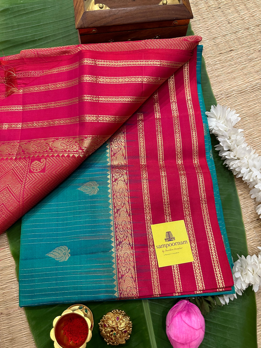 Ramar Blue with Red , Rich Zari lines in the body with Rich Butta and Grand border and Pallu , Pure Soft Silk Saree