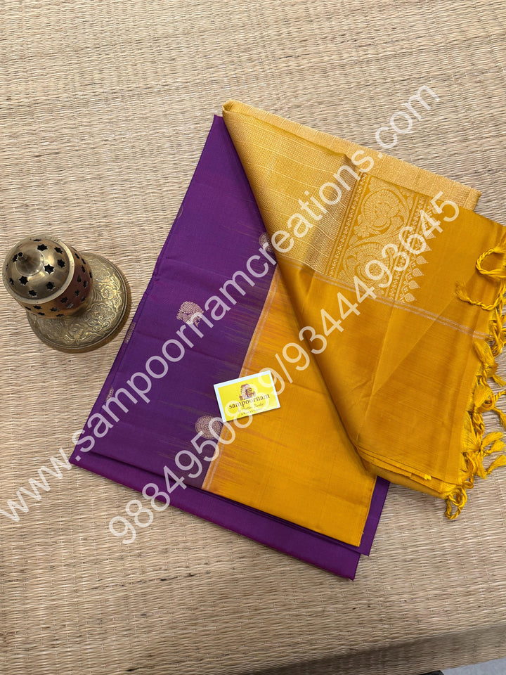 Vadamalli with Mustard, Rich Annam and Chakram Butta in the Body, Simple Border and Grand Pallu , Pure Soft Silk Saree