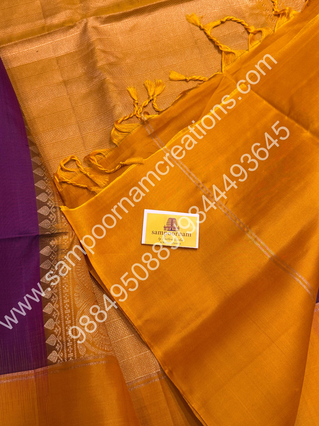 Vadamalli with Mustard, Rich Annam and Chakram Butta in the Body, Simple Border and Grand Pallu , Pure Soft Silk Saree