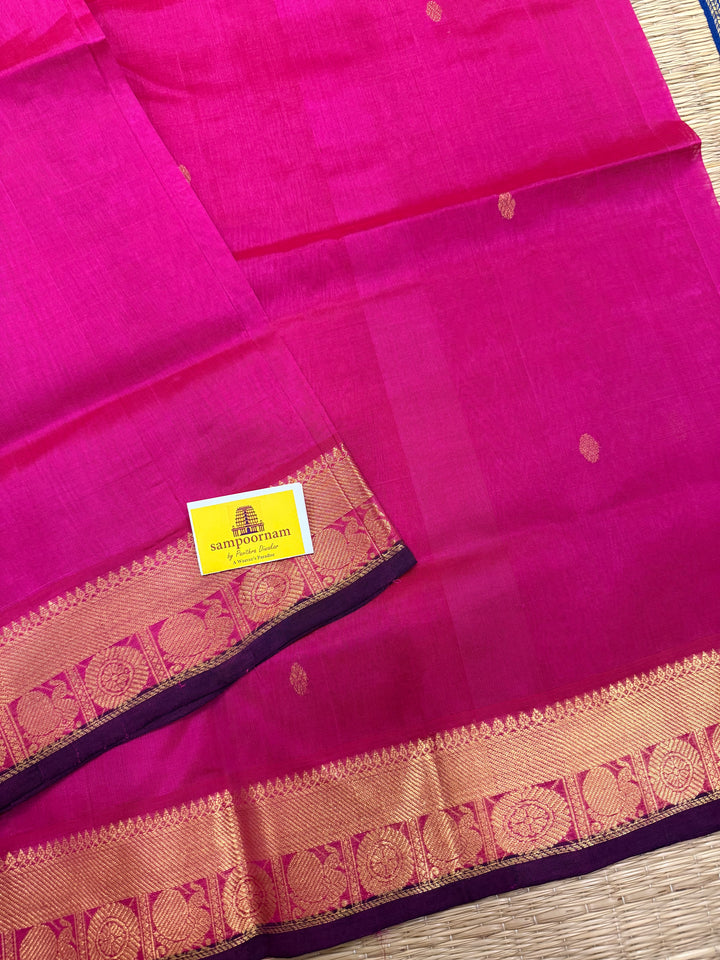 Pink with Rich Butta in the Body Traditional Borders and Rich Pallu Pure Silk Cotton Saree