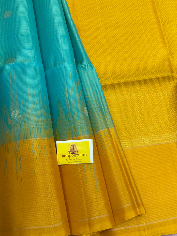 Light Rexona Green with Fenugreek , Zari Body Butta in the Body, Vairaoosi Lines in teh Borders and Rich Pallu Pure Soft Silk Saree