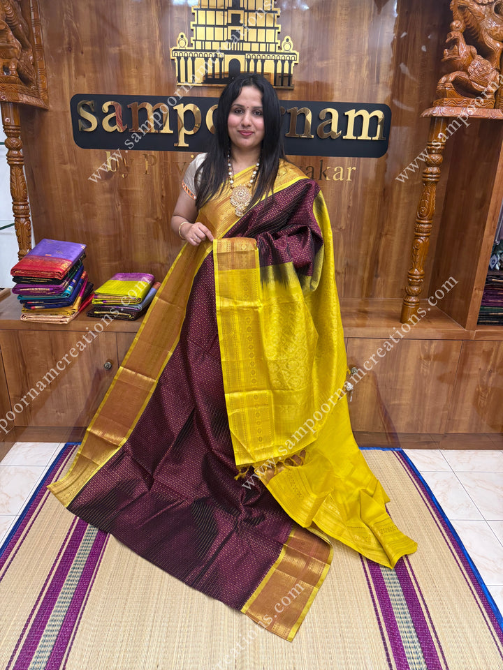 Arakkku with Lemon Yellow  , Zari Lakshadeepam Silk Cotton Sarees
