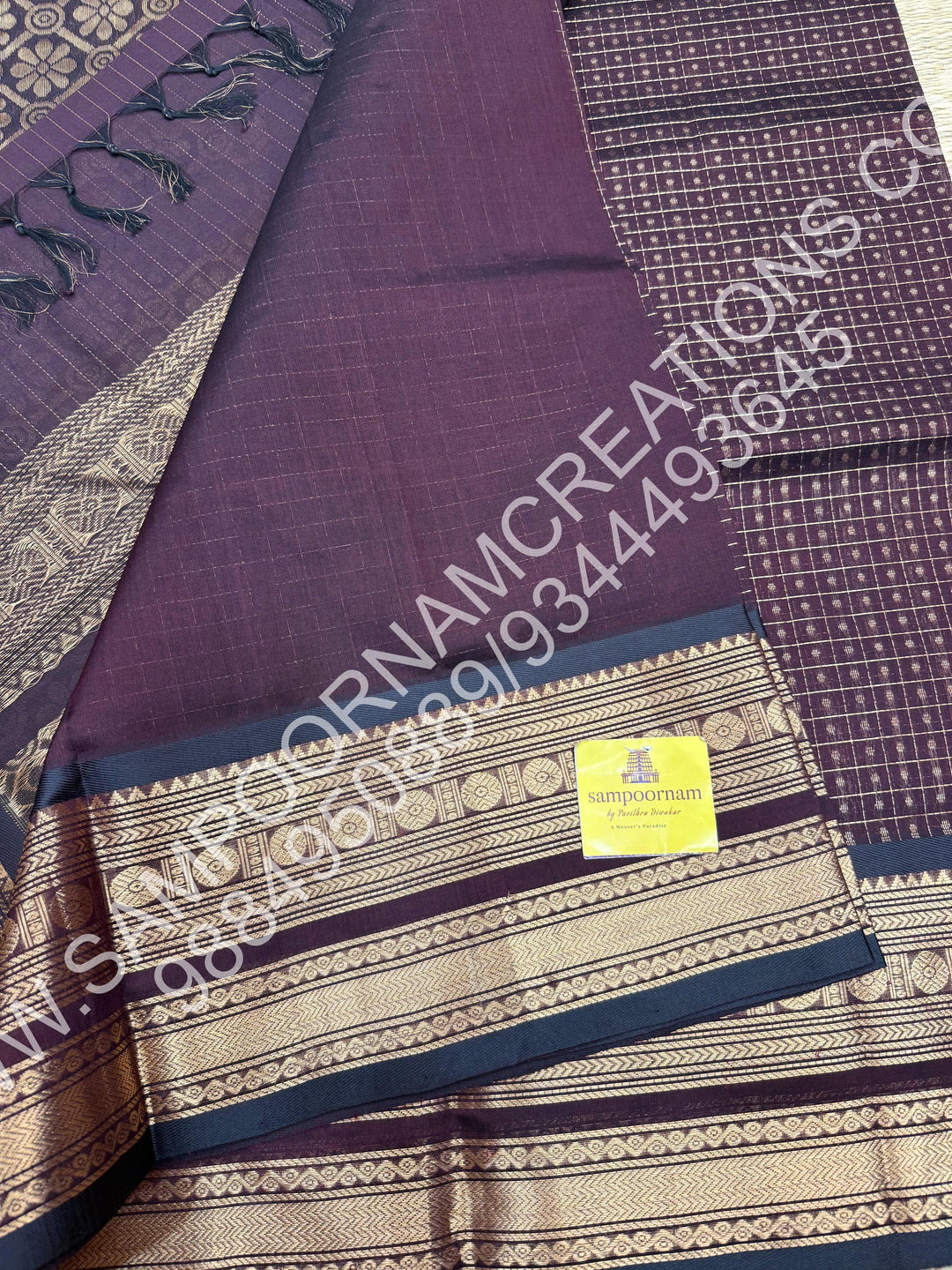Coffee Brown, Rich Traditional Borders and Lakshadeepam Zari Buttas all over the Body and Grand Pallu, Pure Silk Cotton Saree