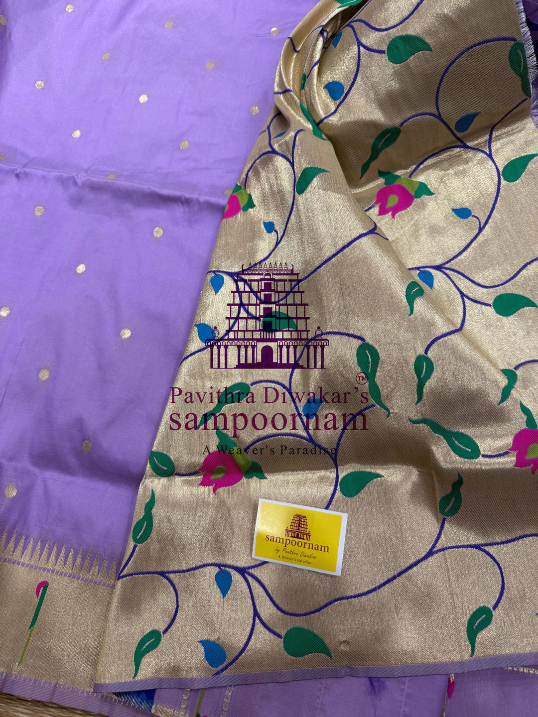 Lavender Paithani muniya borders , rich butta in the body , and grand Paithani Pallu , Semi Paithani Soft Silk Sarees
