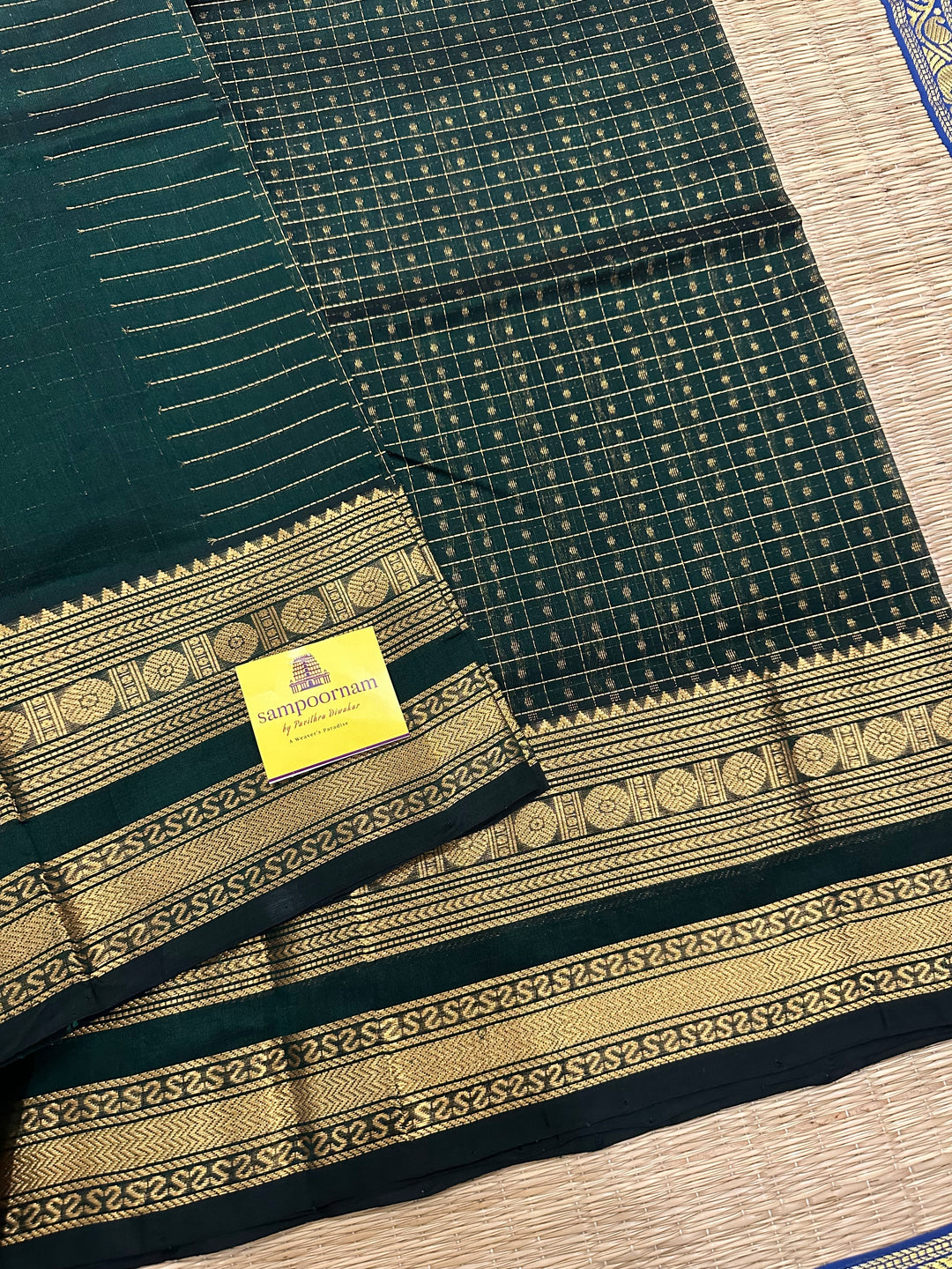 Dark Green Zari Lakshadeepam Silk Cotton Saree