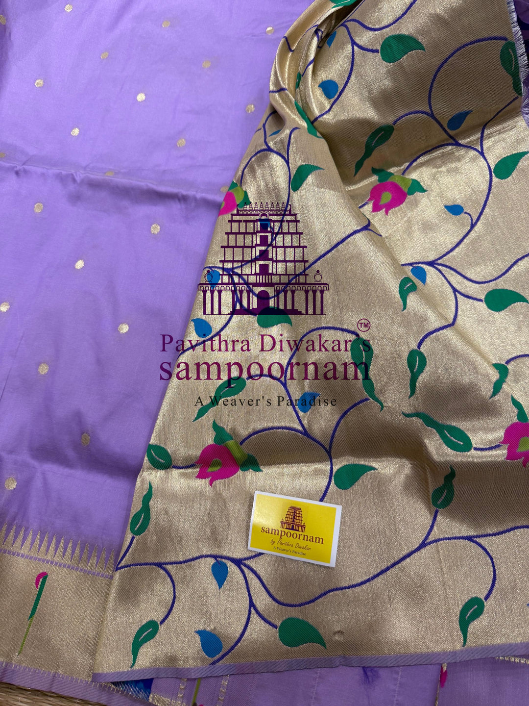 Lavender Paithani muniya borders , rich butta in the body , and grand Paithani Pallu , Semi Paithani Soft Silk Sarees