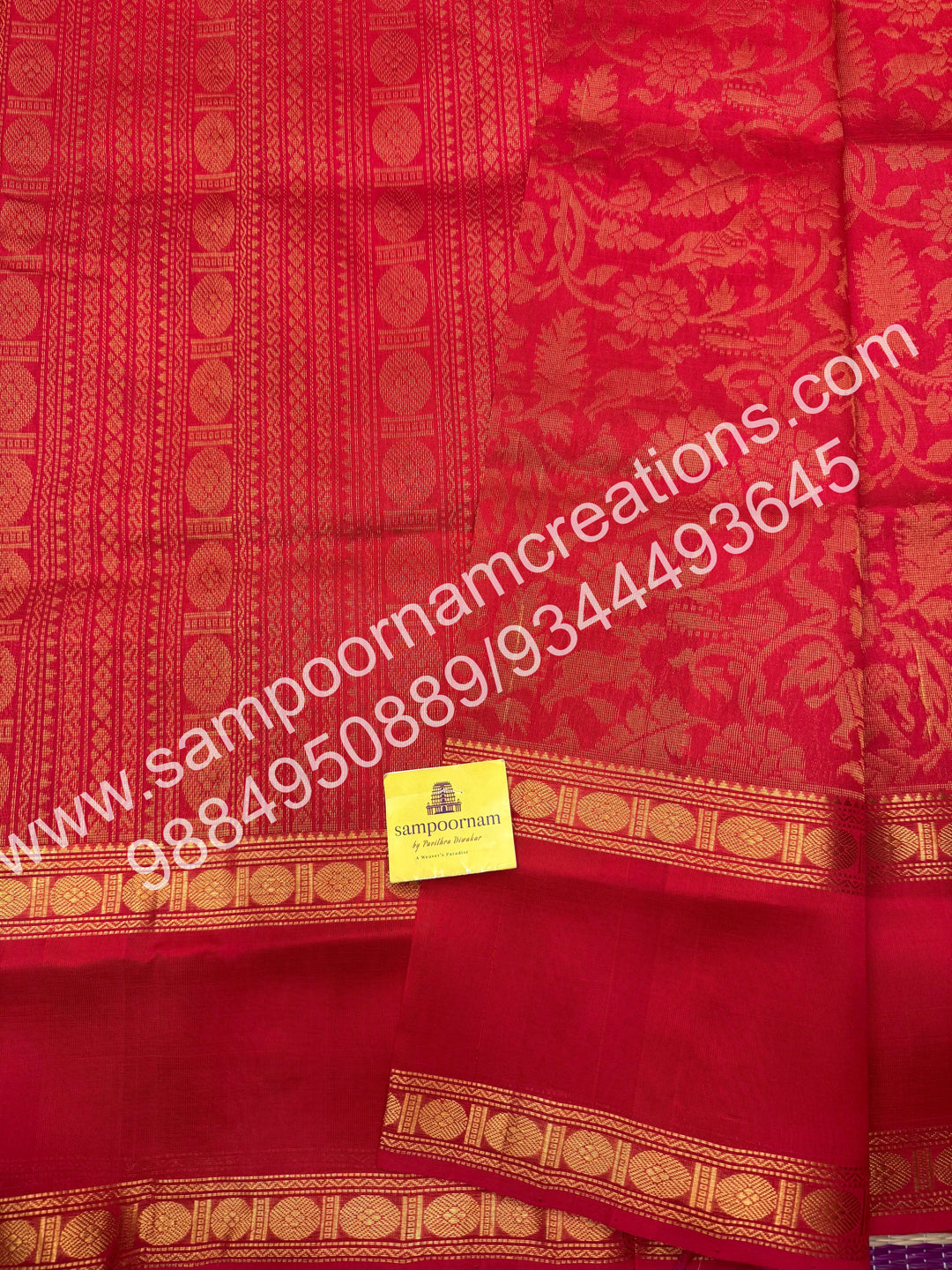 Classic Red ,  rich Vanasingaram Designs in the body , rettapet borders and rich pallu silk cotton saree
