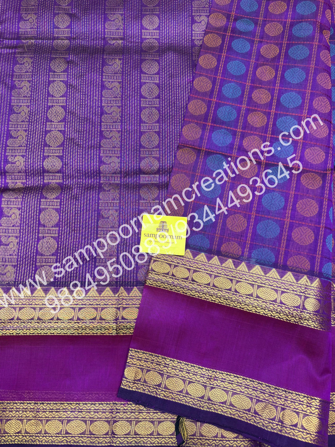 Vadamalli , , rich Rudraksh Thread butta in the body  , rettapet borders and rich Pallu silk cotton saree