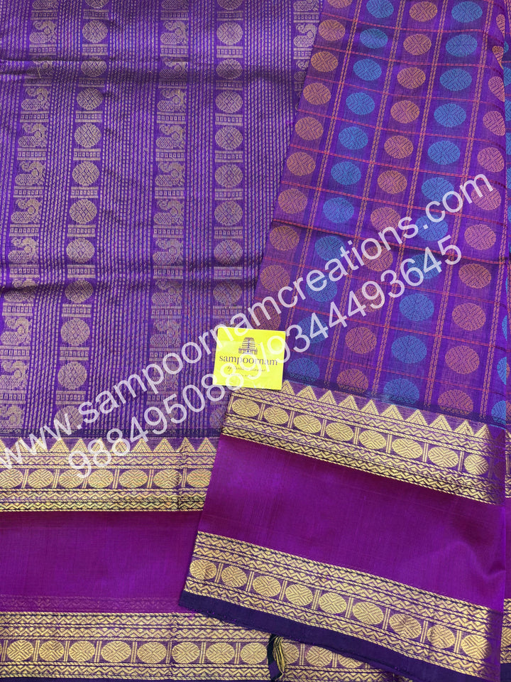 Vadamalli , , rich Rudraksh Thread butta in the body  , rettapet borders and rich Pallu silk cotton saree