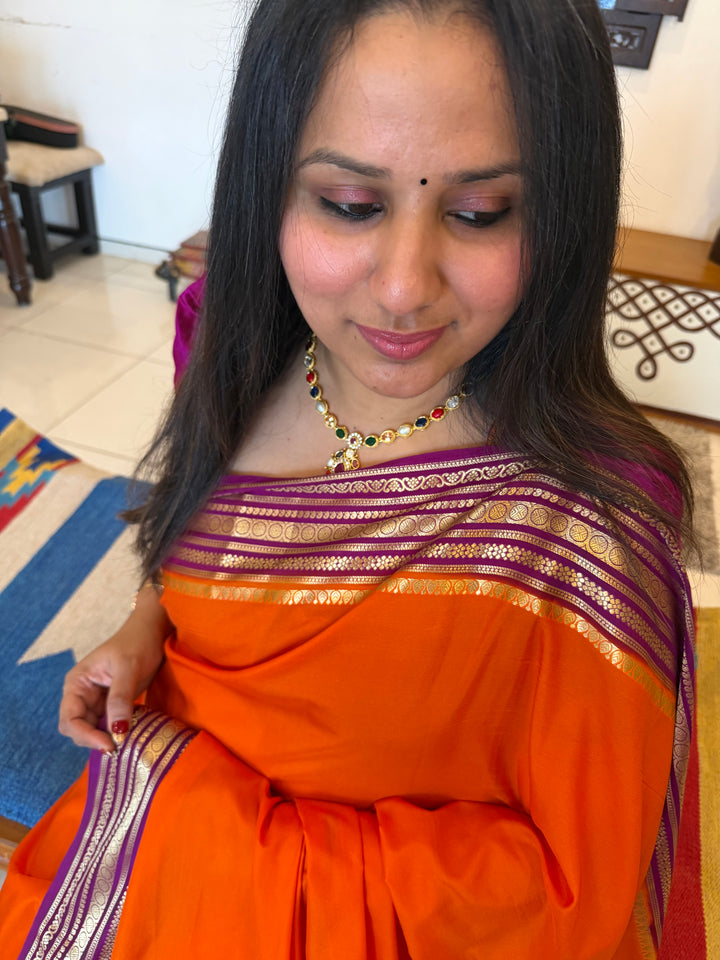 Timeless vintage Navaratna Short necklace with classic stud earrings