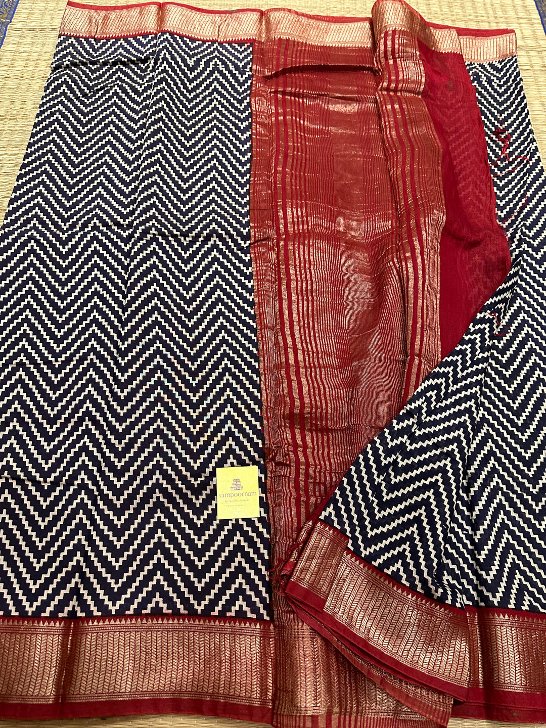 Modal Black and Red Printed Saree