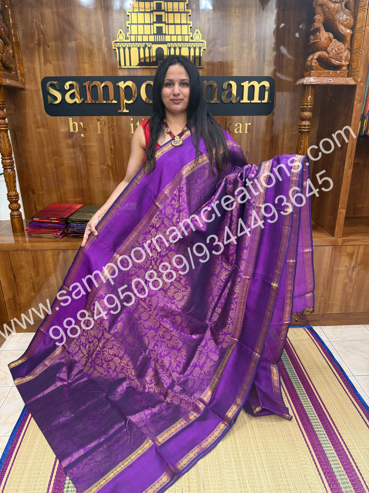 Vadamalli  ,  rich Vanasingaram Designs in the body , rettapet borders and rich pallu silk cotton saree