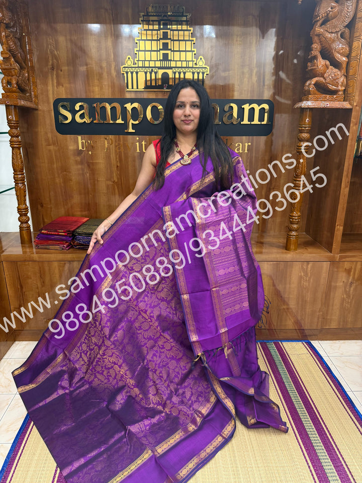 Vadamalli  ,  rich Vanasingaram Designs in the body , rettapet borders and rich pallu silk cotton saree