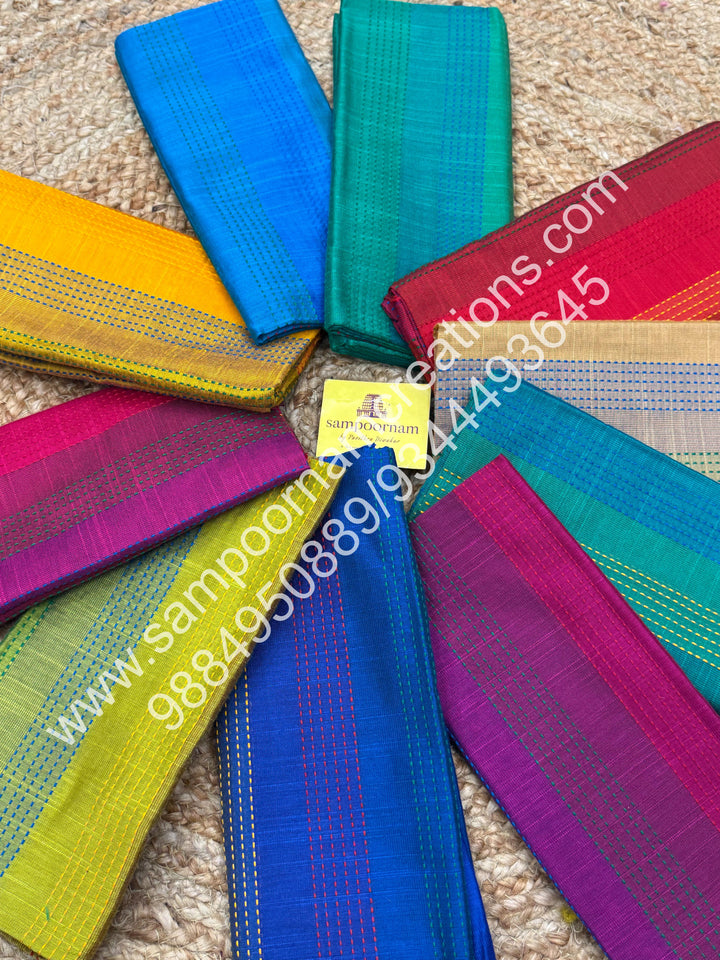Semi Raw Silk Blouse Pieces - Pack Of Ten - Assorted Colours
