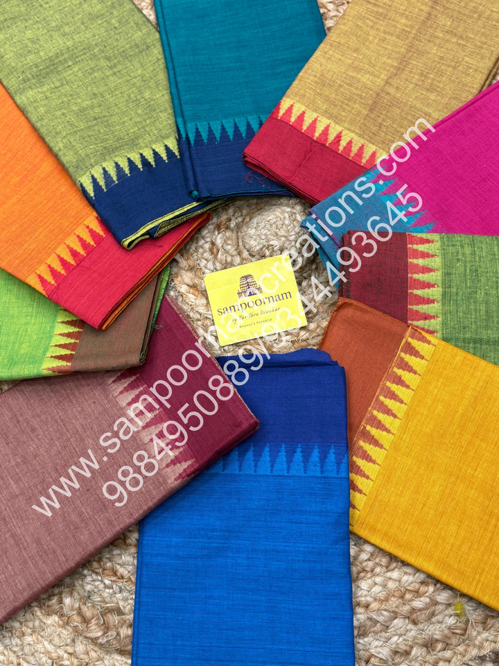 Chettinad Cotton Blouse Pieces - Pack Of Ten - Assorted Colours