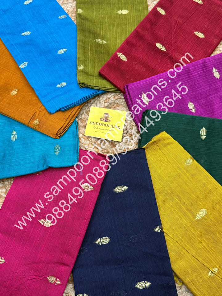 Semi Raw Silk Blouse Pieces - Pack Of Ten - Assorted Colours