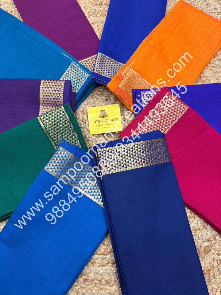 Semi Silk Cotton Blouse Pieces - Pack Of Ten - Assorted Colours