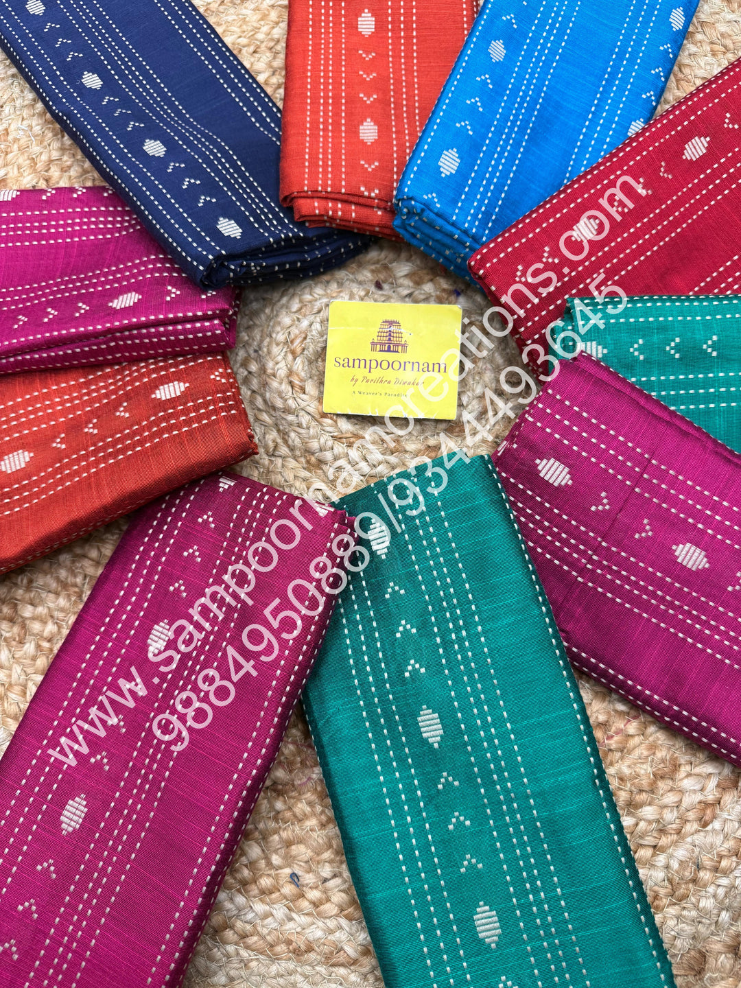Semi Raw Silk with Kantha thread work Blouse Pieces - Pack Of Ten - Assorted Colours