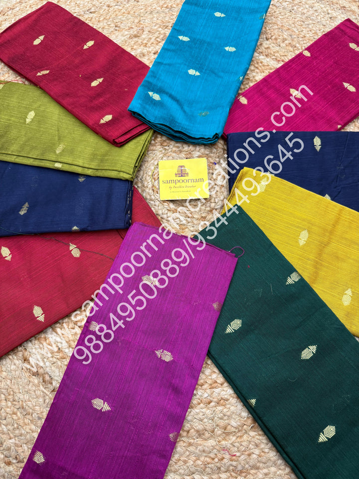 Semi Raw Silk Blouse Pieces - Pack Of Ten - Assorted Colours