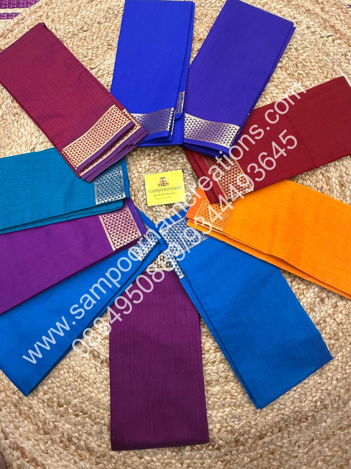 Semi Silk Cotton Blouse Pieces - Pack Of Ten - Assorted Colours