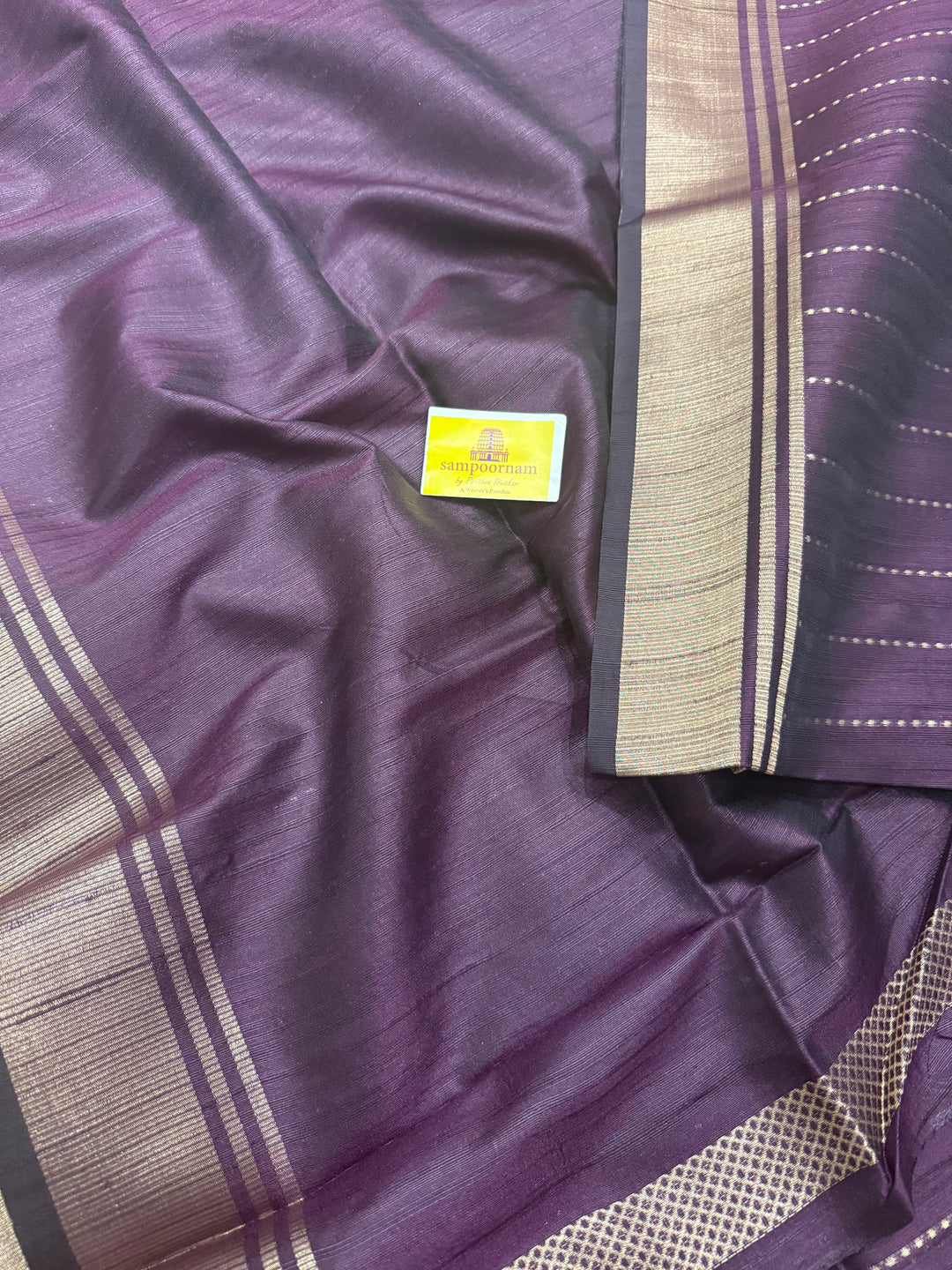 Purple with Vertical Lines Semi Raw Silk