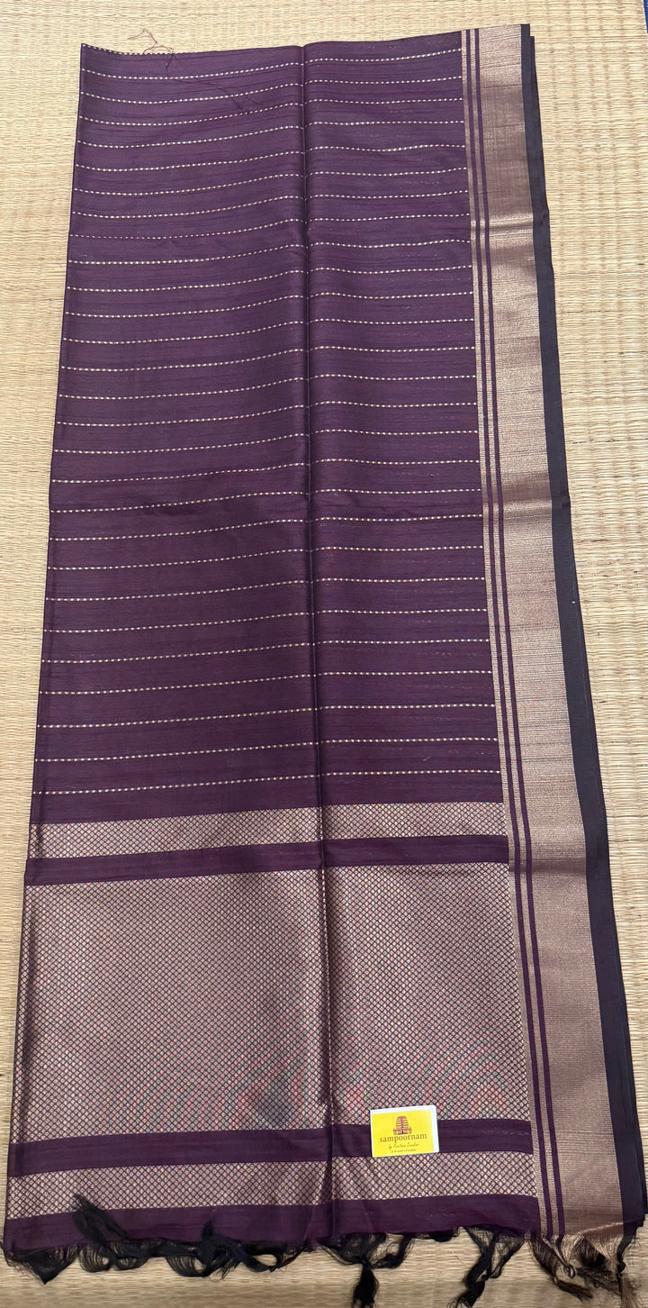 Purple with Vertical Lines Semi Raw Silk